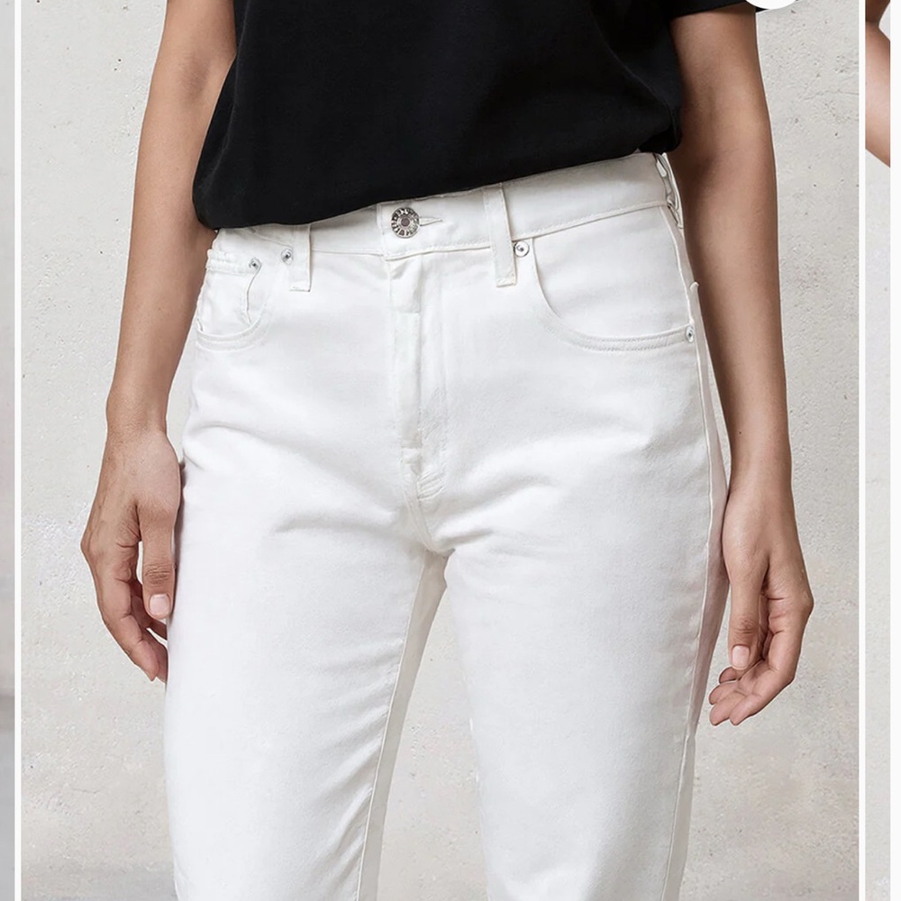 Edwin Women's Raw Hem White Straight Leg Jeans size 26